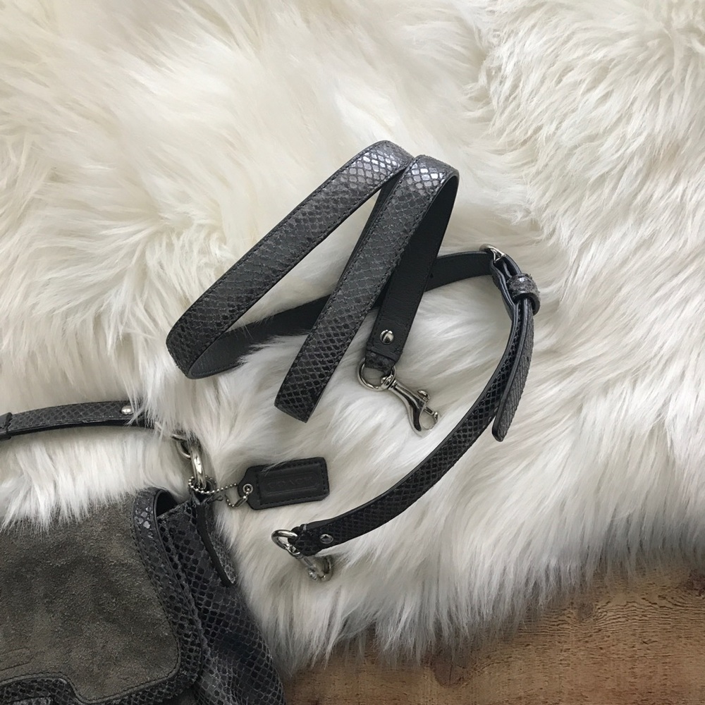 SOLD Coach Taylor Suede & Exotic Leather Front Flap Bag - Picture 3 of 8